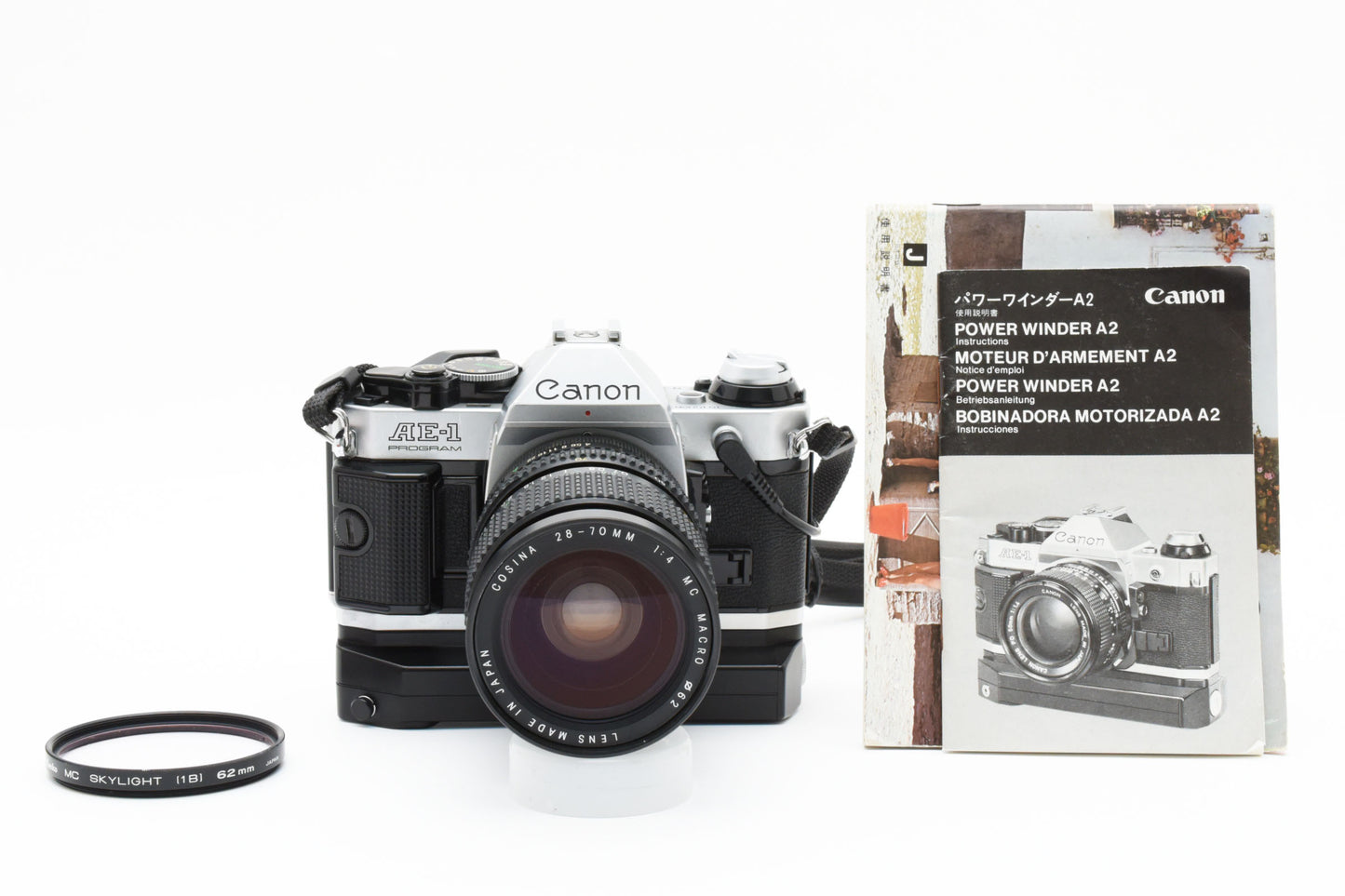 [Near Mint]Canon AE-1 PROGLAM & COSINA 28-70mm & Power Winder A2 & DATA BACK A［A071_2404603］