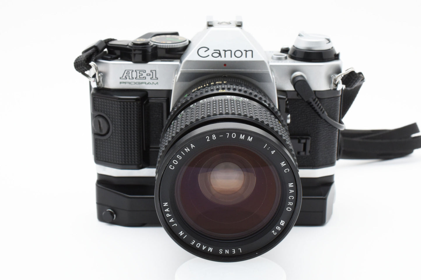 [Near Mint]Canon AE-1 PROGLAM & COSINA 28-70mm & Power Winder A2 & DATA BACK A［A071_2404603］